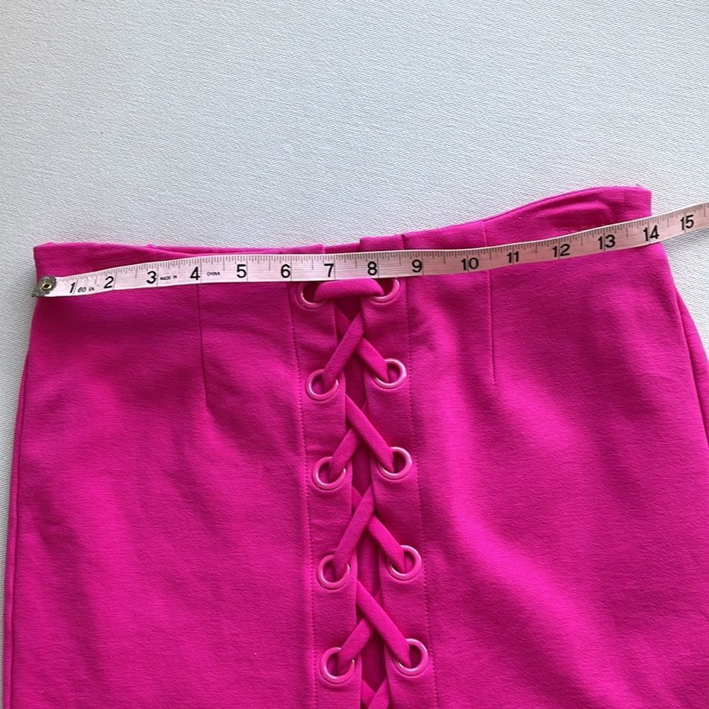 Shinestar Pink Faux Lace up skirt size S/M - Picture 5 of 6
